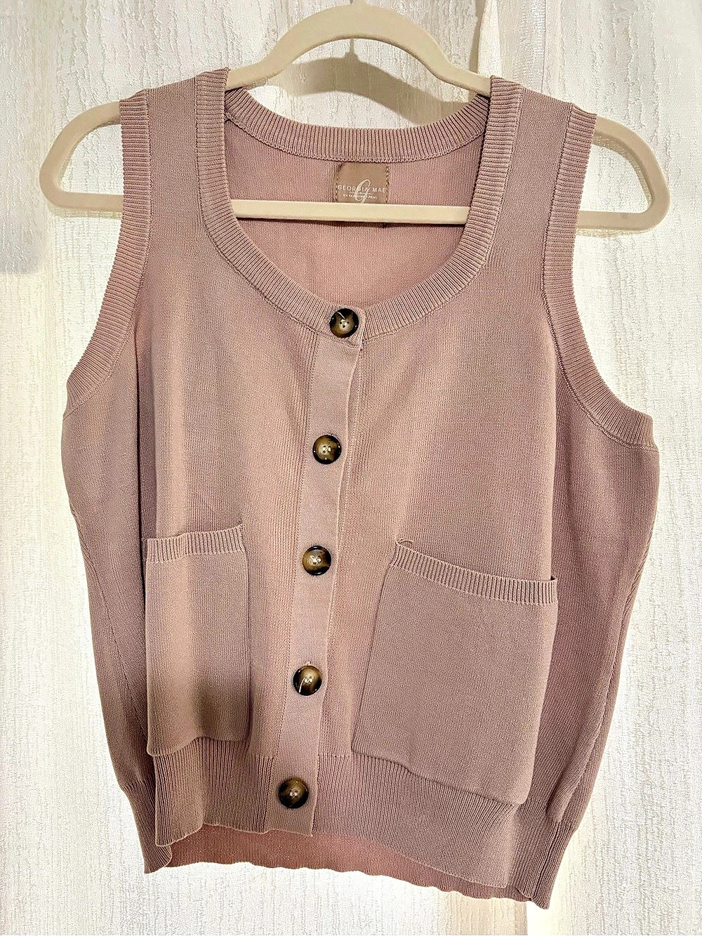 Georgia Mae tan Button-Front Sweater Vest Size XL